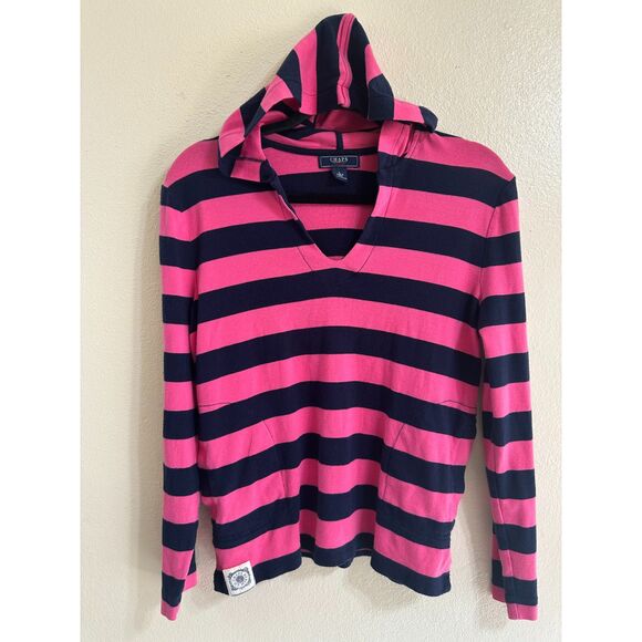 Chaps Denim Women's BOHO Pink/Blue Striped Hoodie, Size L - Picture 1 of 4